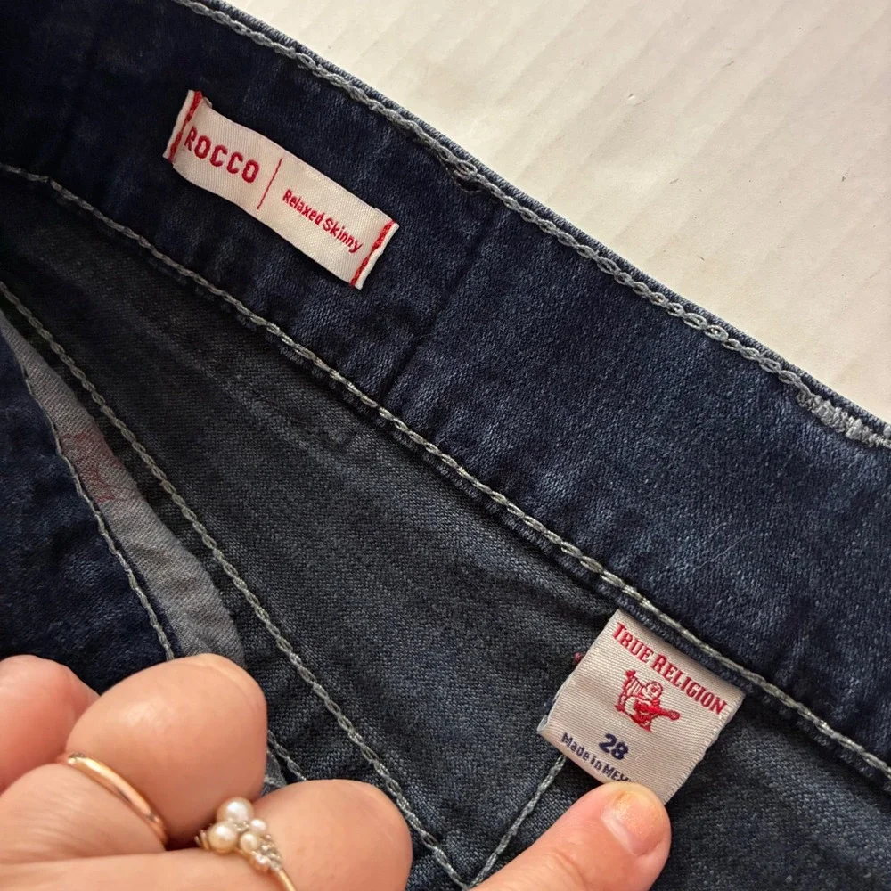 True Religion Rocco Relaxed Skinny Jeans Dark Wash Blue Size 28X31 Mens Denim